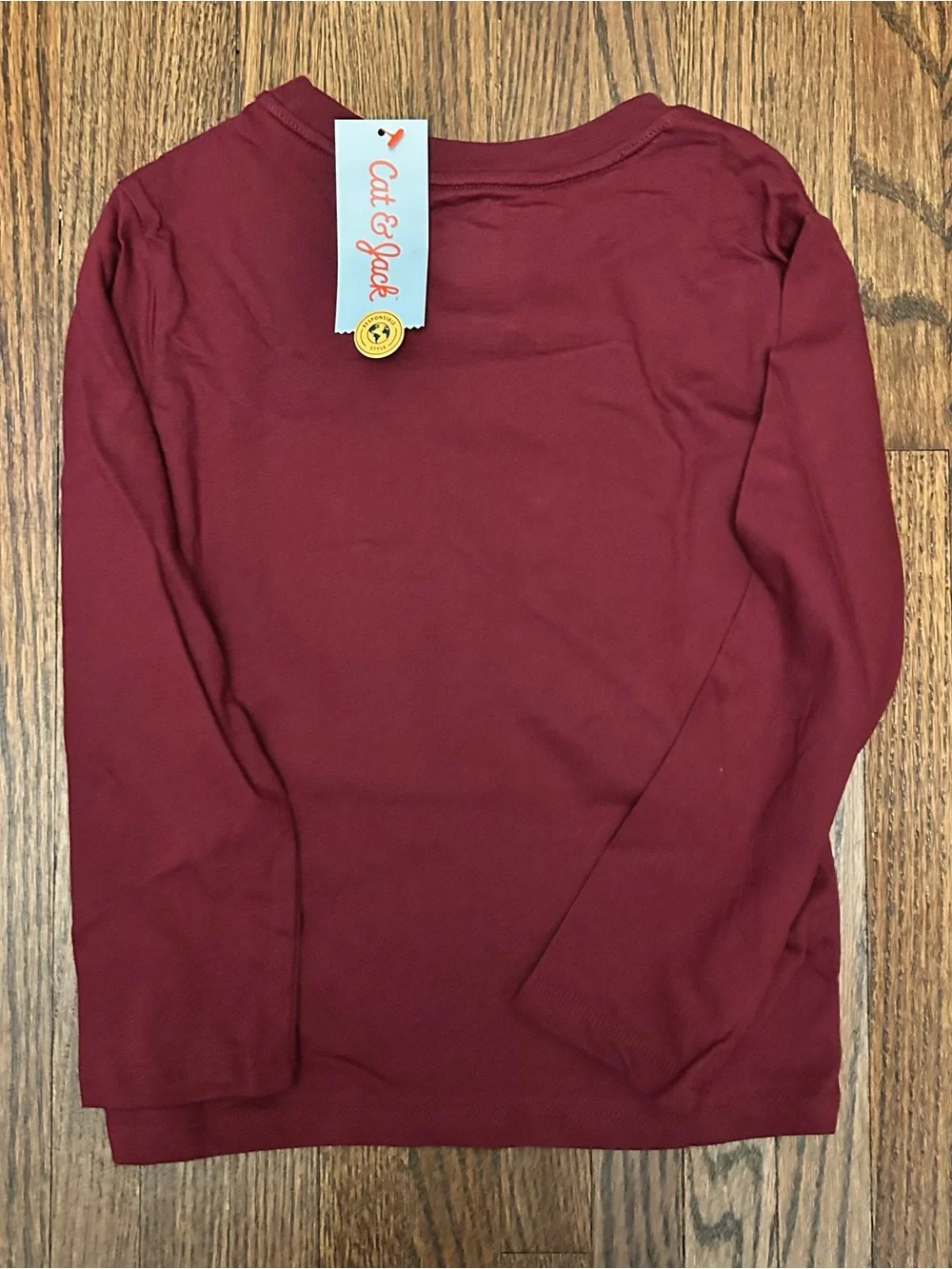 Cat & Jack Girls' Long Sleeve 'Happy & Thankful' Shirt - Burgundy size XS (4/5)
